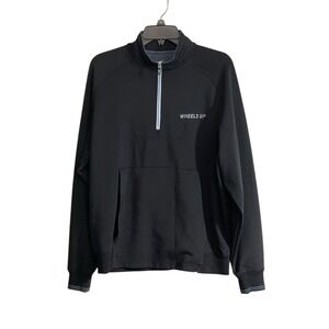 F&G Tech Men's Black Solid 1/4 Zip Long Sleeve Golf Pullover Mock Wheels Up Med